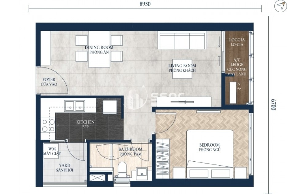 BÁN CĂN HỘ FELIZ EN VISTA 1PN 58M² TÒA C – FULL NỘI THẤT – ĐANG CÓ HỢP ĐỒNG THUÊ – GIÁ 7,6 TỶ